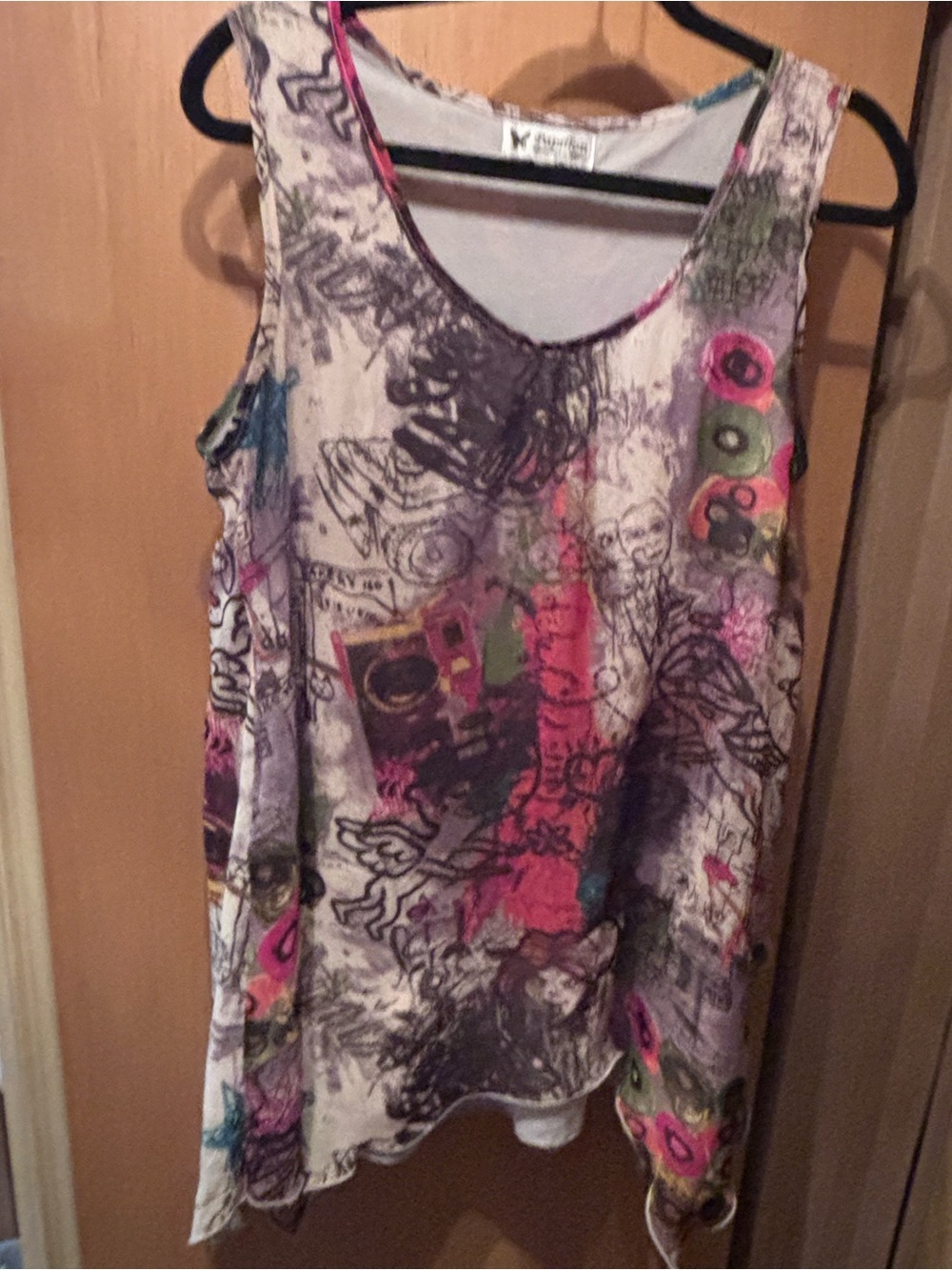 Papillon Blanc Multicolor Abstract Sleeveless Tank